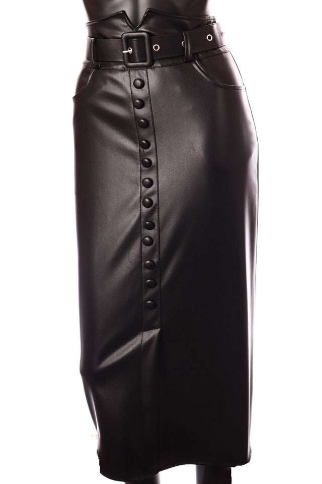 olasz női bőr hatású szoknya midi