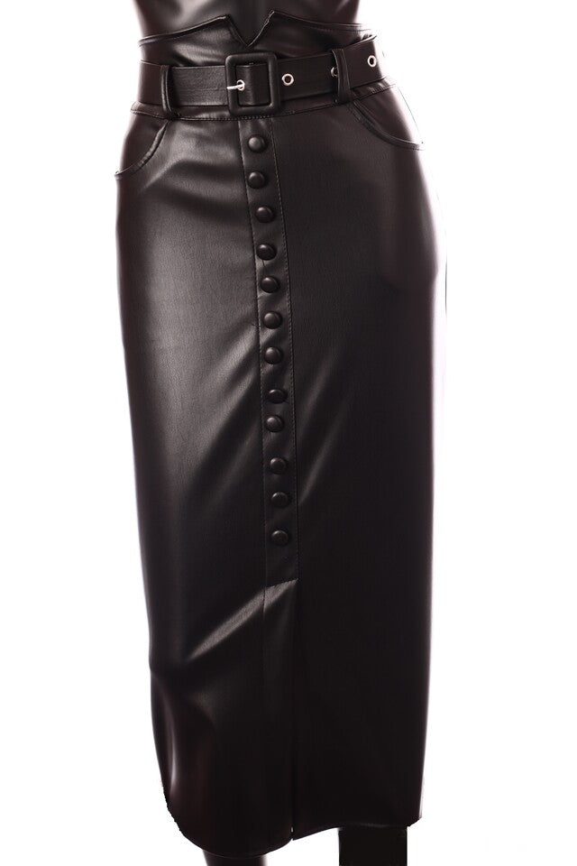 olasz női bőr hatású szoknya midi