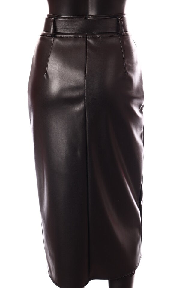 olasz női bőr hatású szoknya midi