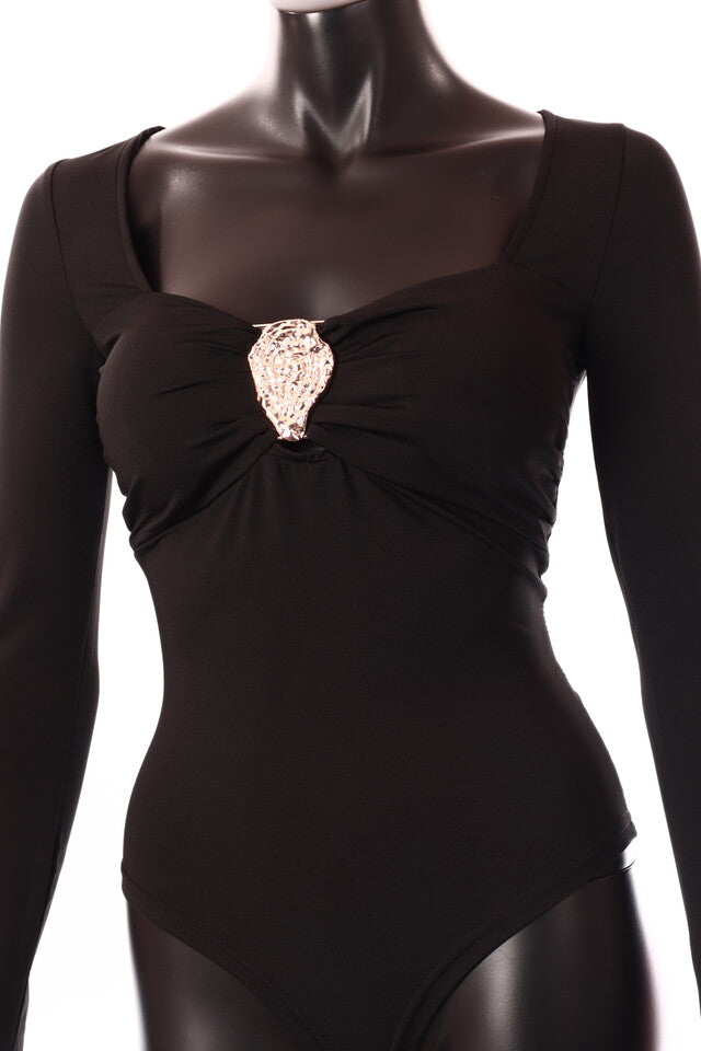 Lovery női body hosszú ujjú alakhangsúlyozó U nyakú