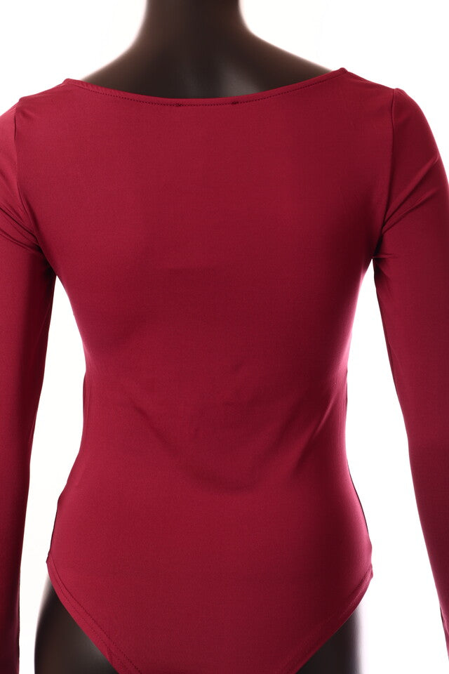 Lovery női body hosszú ujjú alakhangsúlyozó U nyakú