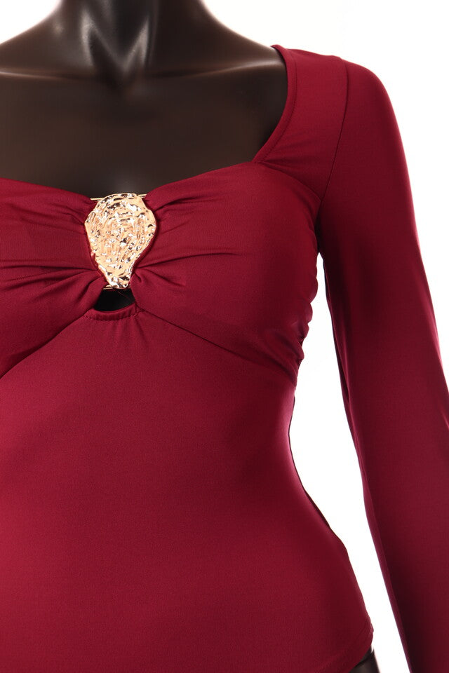 Lovery női body hosszú ujjú alakhangsúlyozó U nyakú