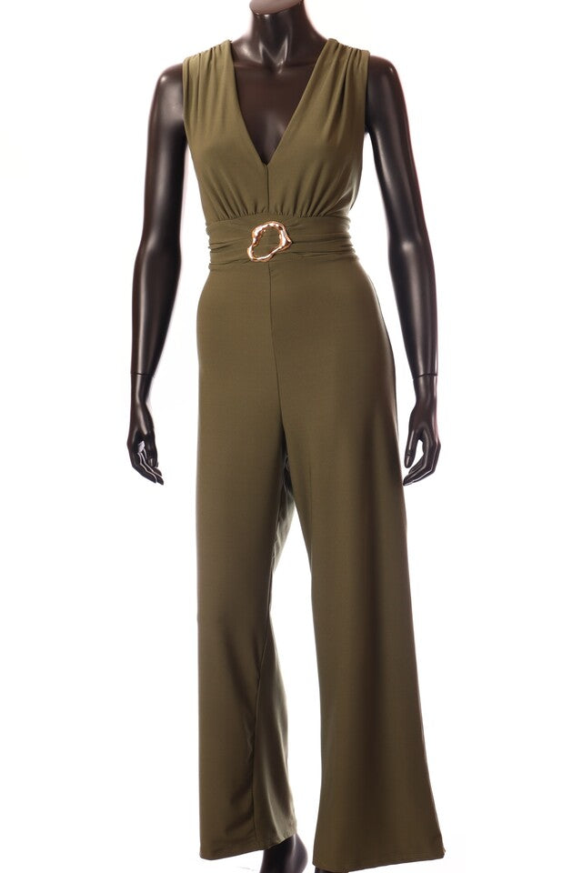 olasz női Nyári overál ujjatlan hosszú V nyakú