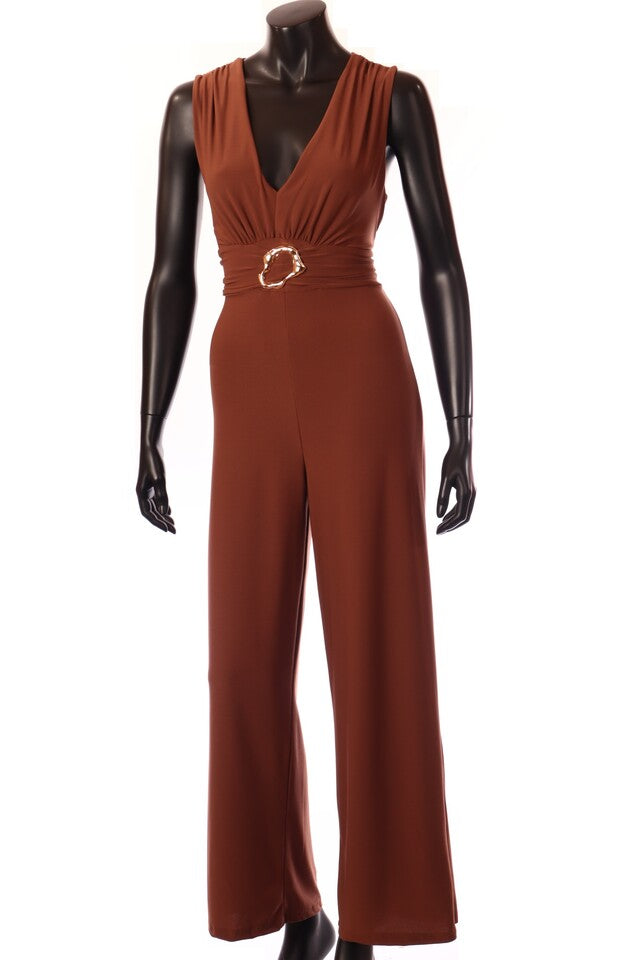 olasz női Nyári overál ujjatlan hosszú V nyakú