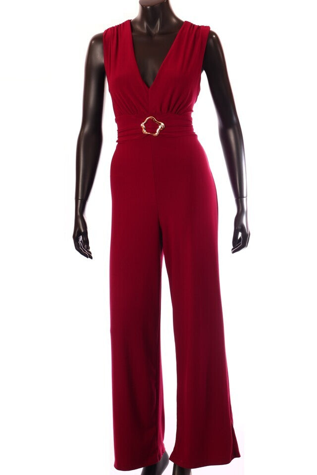 olasz női overál ujjatlan hosszú V nyakú