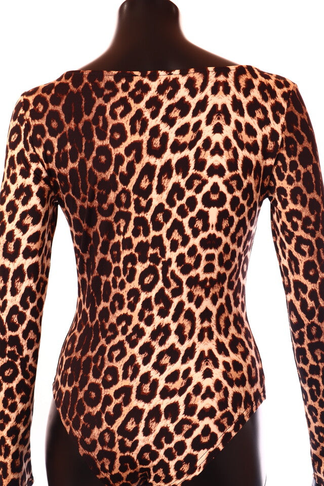Lovery női állat mintás vékony body hosszú ujjú alakhangsúlyozó V nyakú
