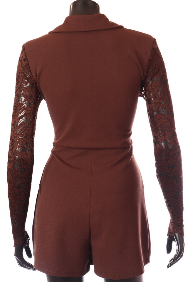 olasz női overál hosszú ujjú rövid V nyakú