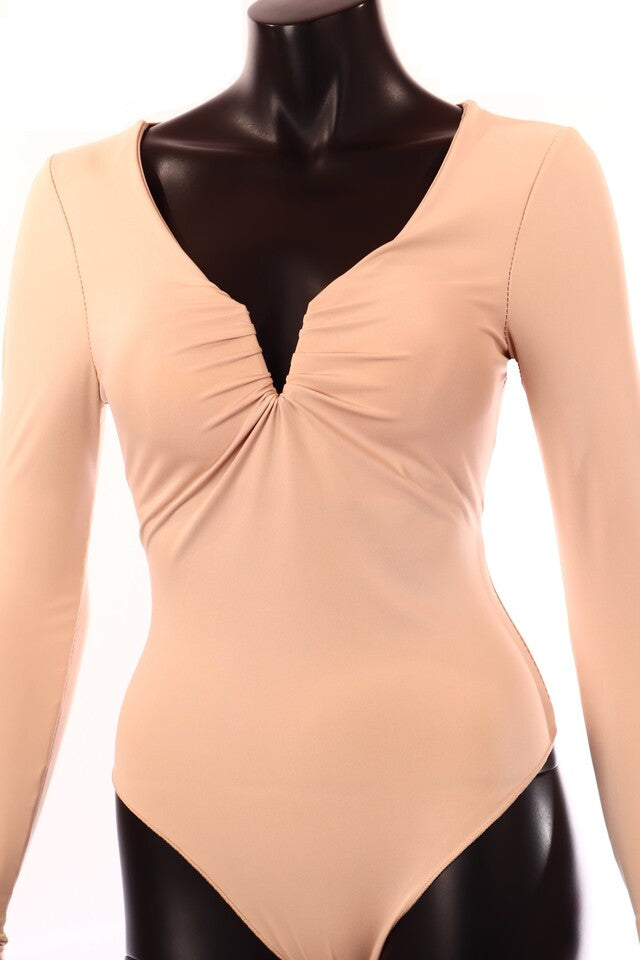 olasz női body hosszú ujjú alakhangsúlyozó V nyakú