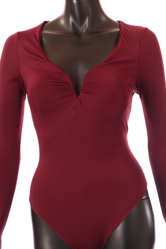 olasz női body hosszú ujjú alakhangsúlyozó V nyakú