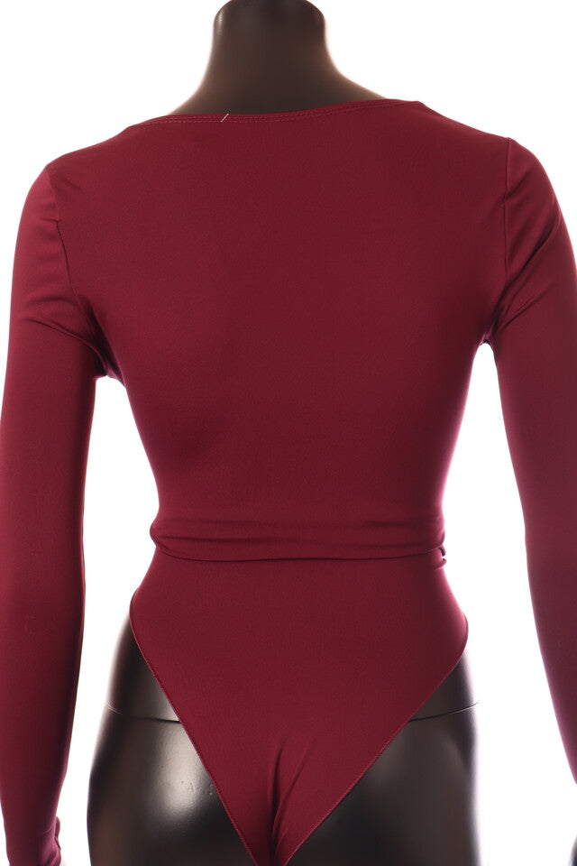 olasz női body hosszú ujjú alakhangsúlyozó V nyakú