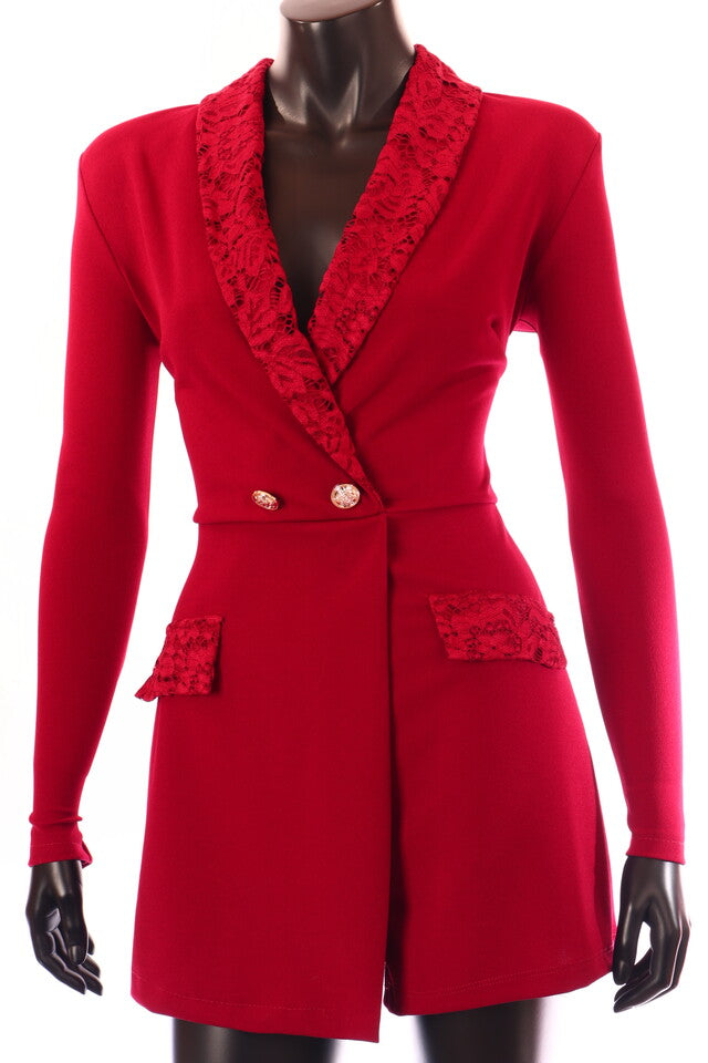 olasz női overál hosszú ujjú rövid V nyakú