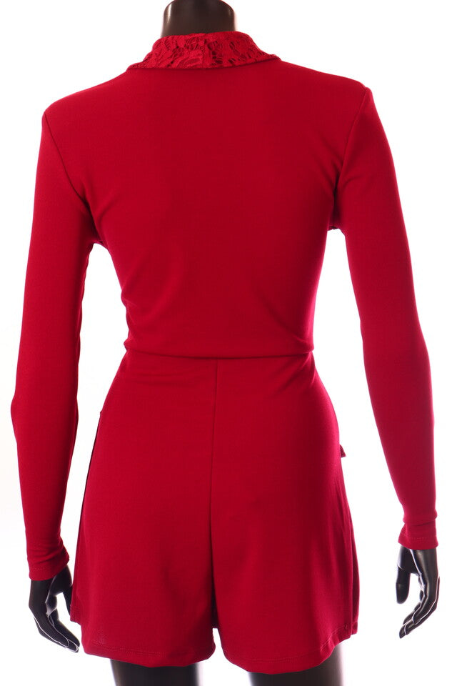 olasz női overál hosszú ujjú rövid V nyakú