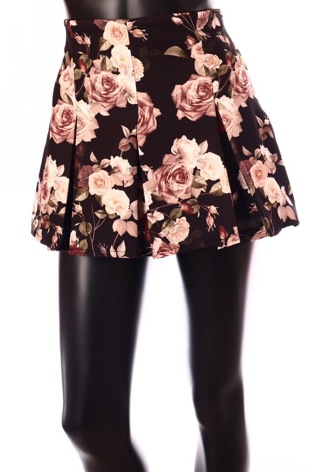 olasz női virág mintás szoknyanadrág rövid trapéz