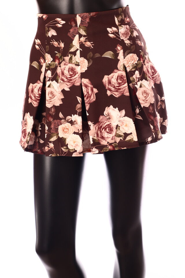 olasz női virág mintás szoknyanadrág rövid trapéz