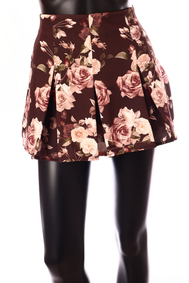 olasz női virág mintás szoknyanadrág rövid trapéz