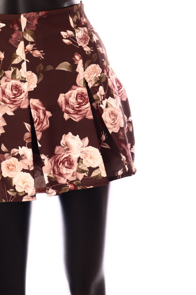 olasz női virág mintás szoknyanadrág rövid trapéz