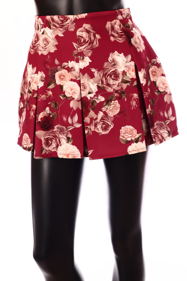 olasz női virág mintás szoknyanadrág rövid trapéz