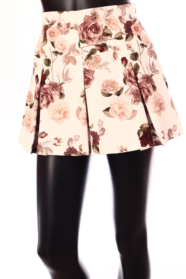 olasz női virág mintás szoknyanadrág rövid trapéz