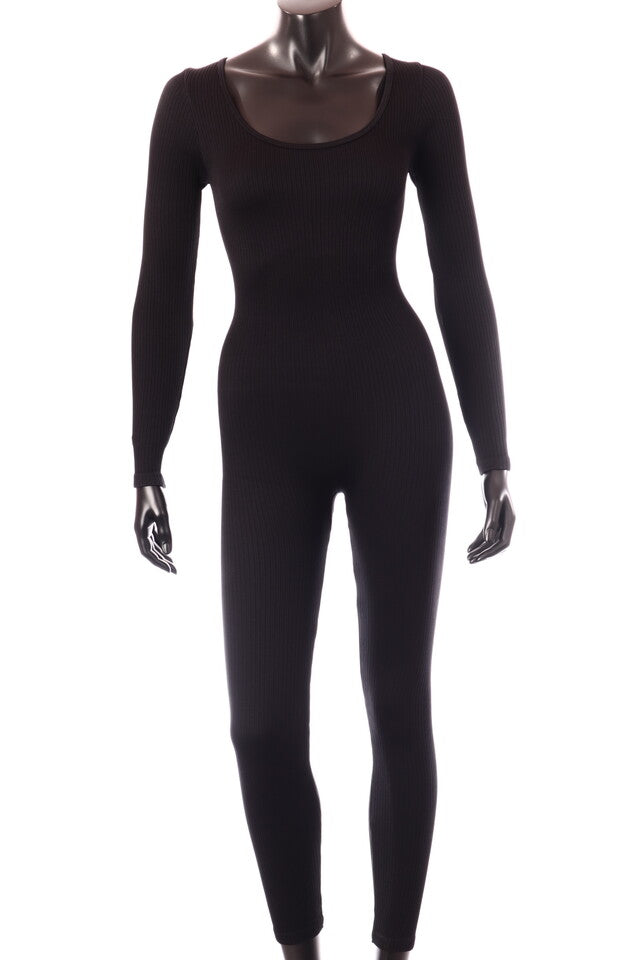 Lissimo női overál hosszú ujjú hosszú alakhangsúlyozó kerek nyakú