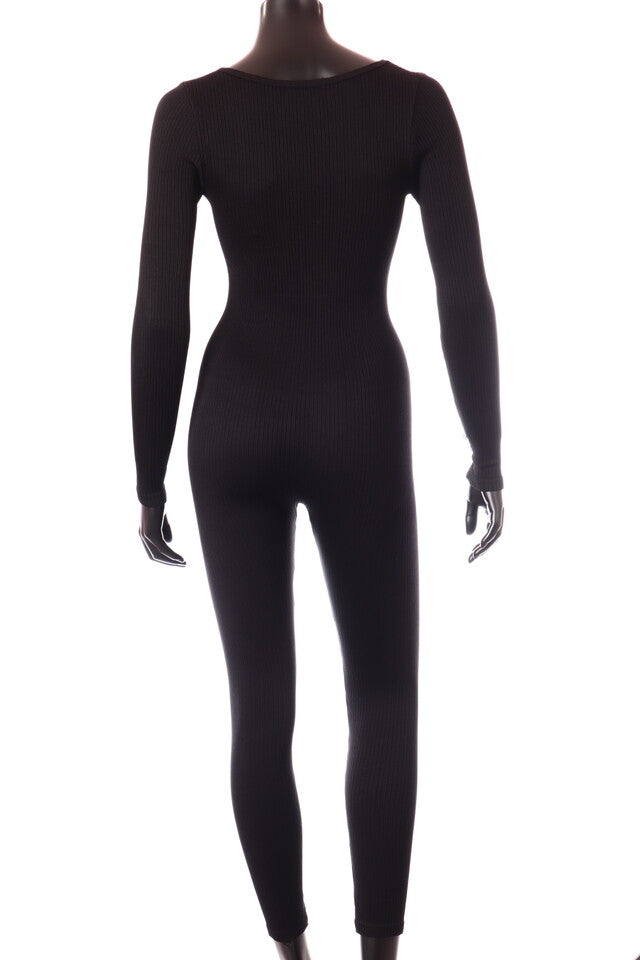 Lissimo női overál hosszú ujjú hosszú alakhangsúlyozó kerek nyakú