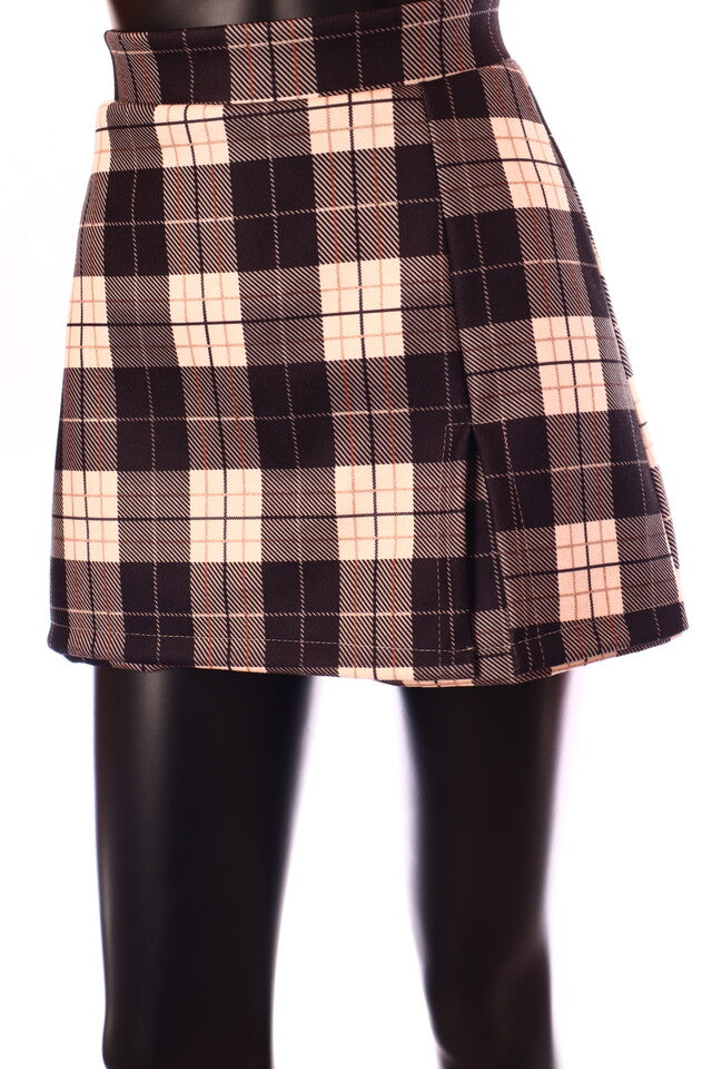 olasz női kockás szoknyanadrág rövid