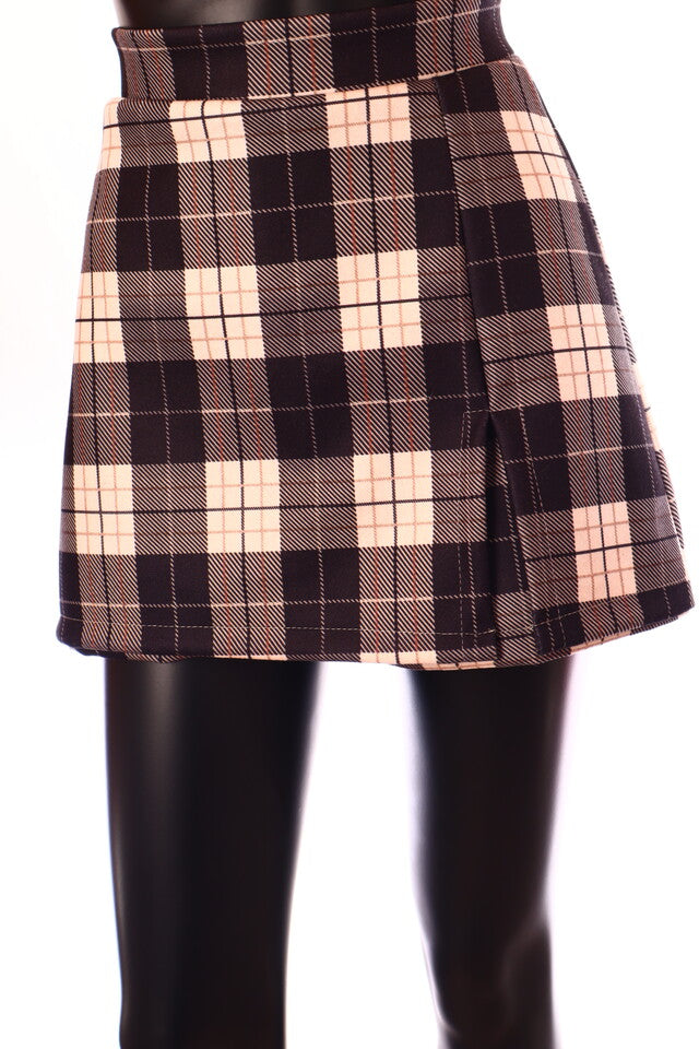 olasz női kockás szoknyanadrág rövid