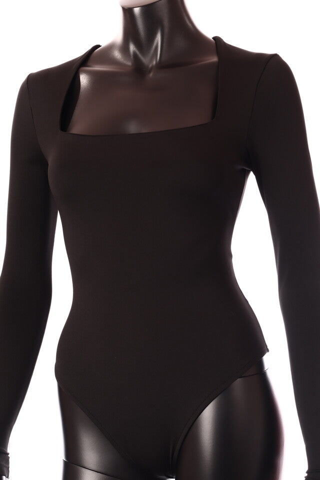 olasz női vékony body hosszú ujjú alakhangsúlyozó U nyakú