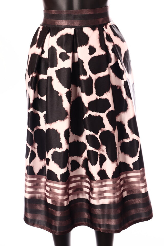 olasz női állat mintás szoknya midi A vonalú