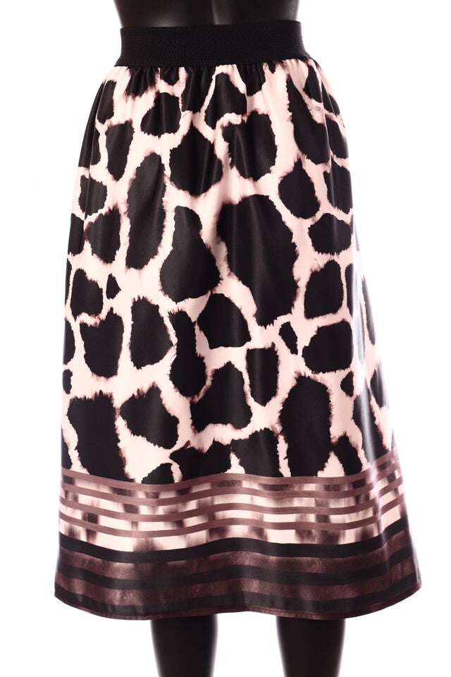 olasz női állat mintás szoknya midi A vonalú