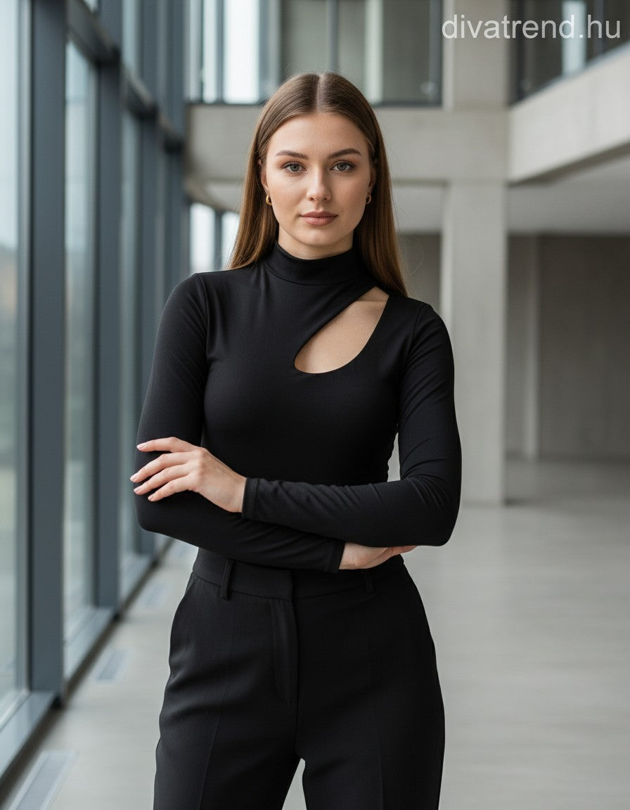 Lovery női állat mintás body hosszú ujjú alakhangsúlyozó magas nyakú