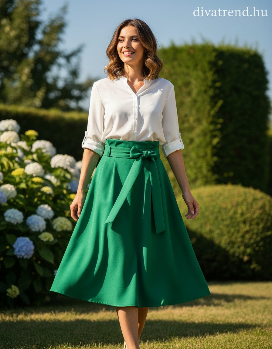 olasz női vékony szoknya midi A vonalú