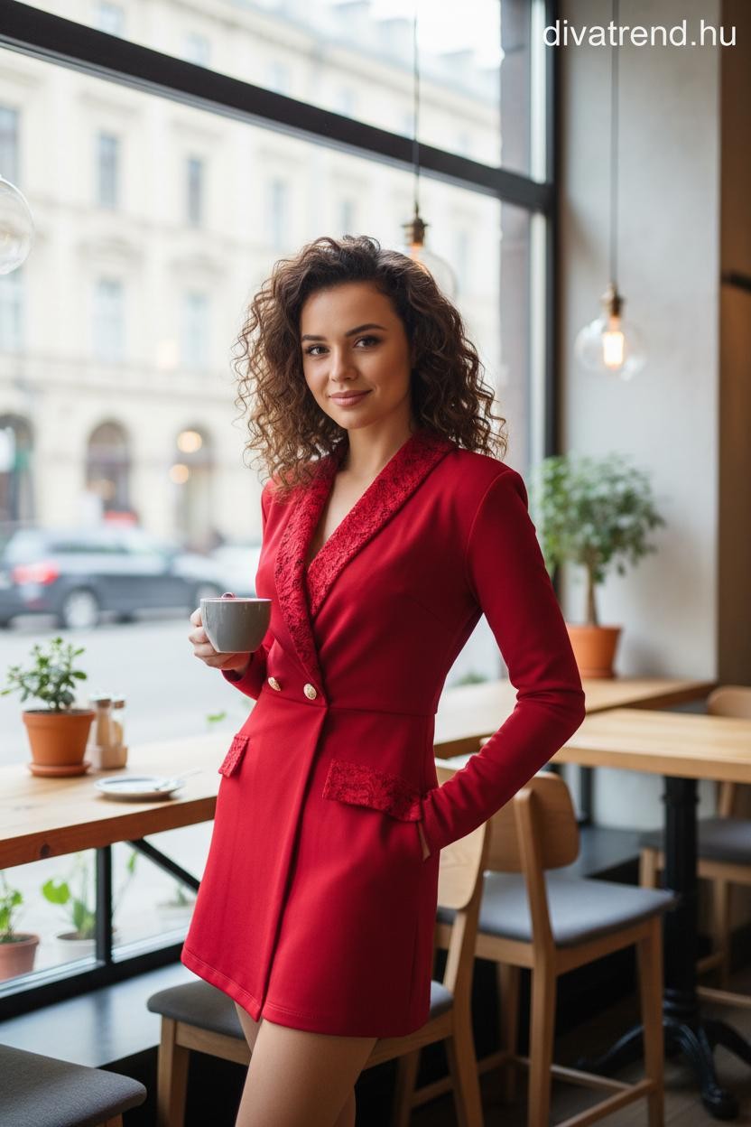 olasz női overál hosszú ujjú rövid V nyakú