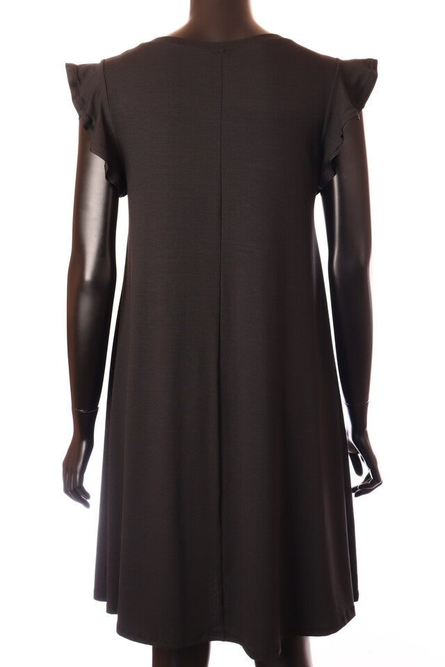 olasz női ruha ujjatlan A vonalú kerek nyakú térd