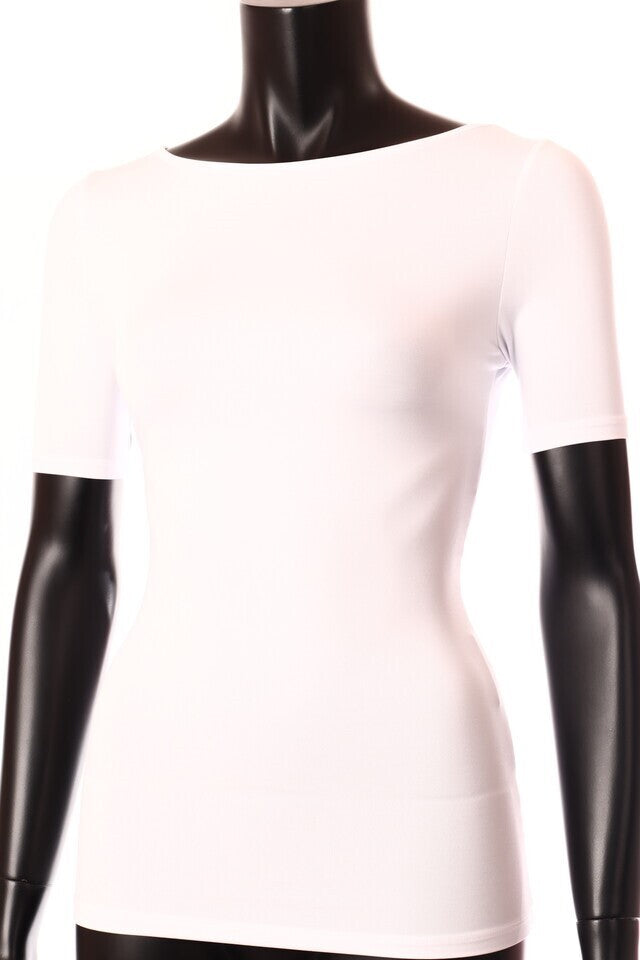 fehér női póló csónak nyakú testhezálló