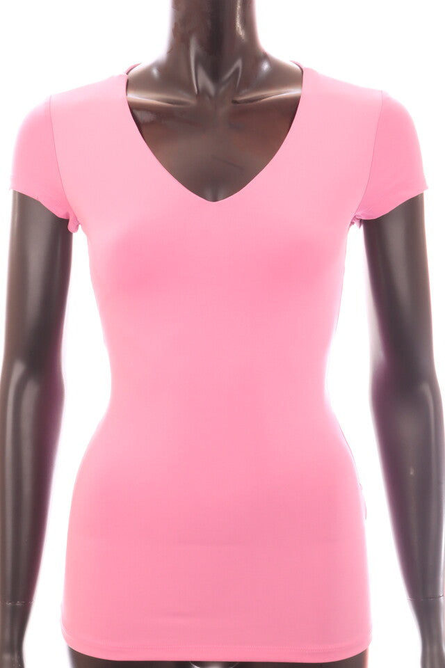 pink sötét Kikiriki női póló V nyakú