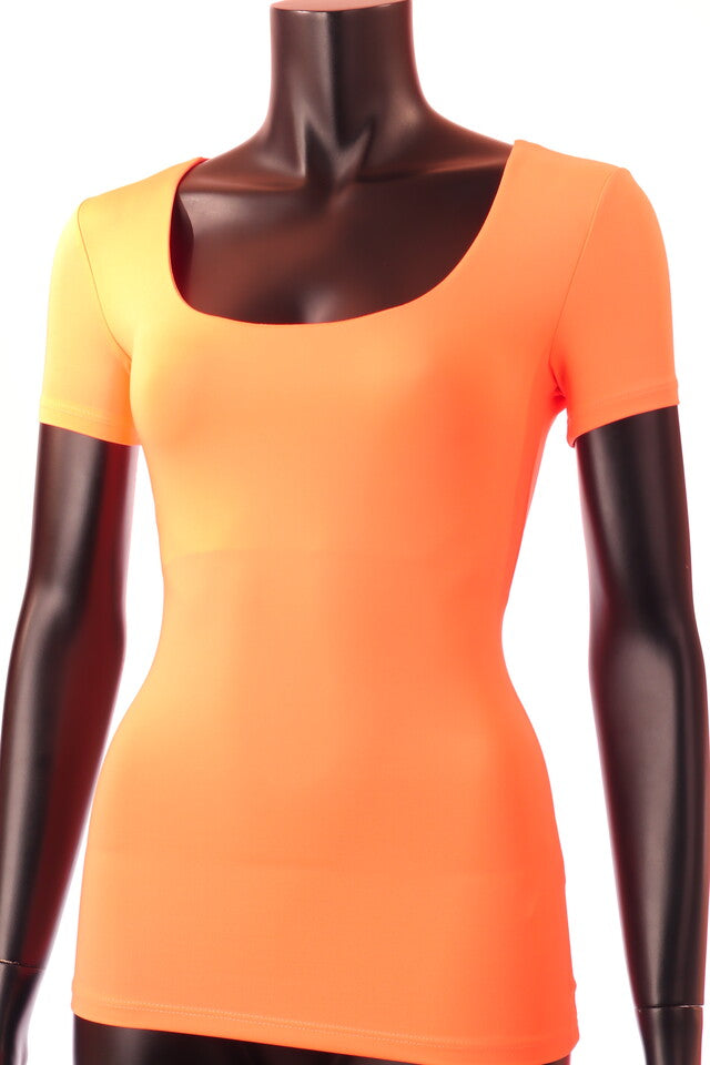 narancsneon női póló U nyakú