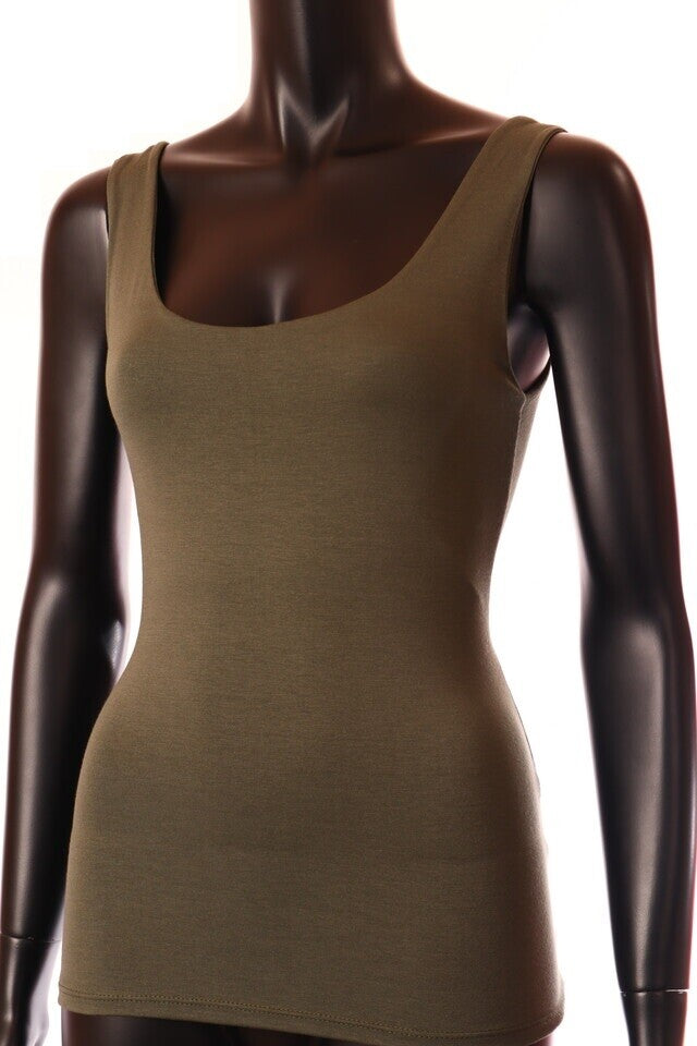 khaki viszkóz női basic top