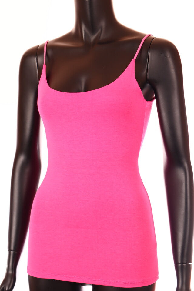 pink spagettipántos női basic viszkóz top