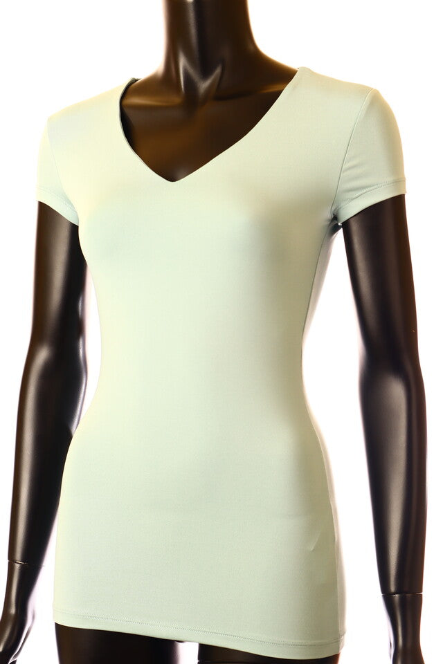 zöldesszürke Kikiriki női póló V nyakú