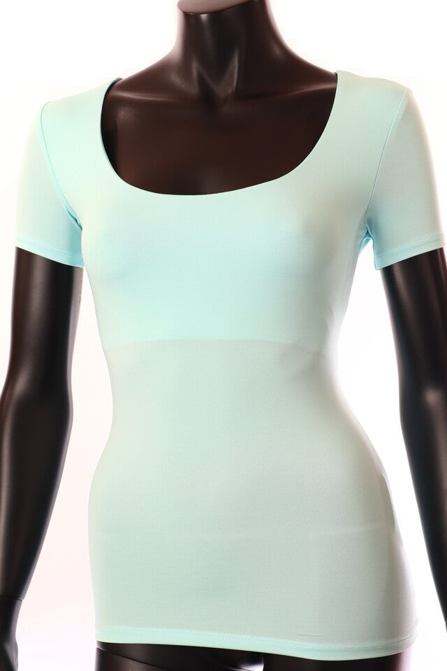 türkiz női póló U nyakú