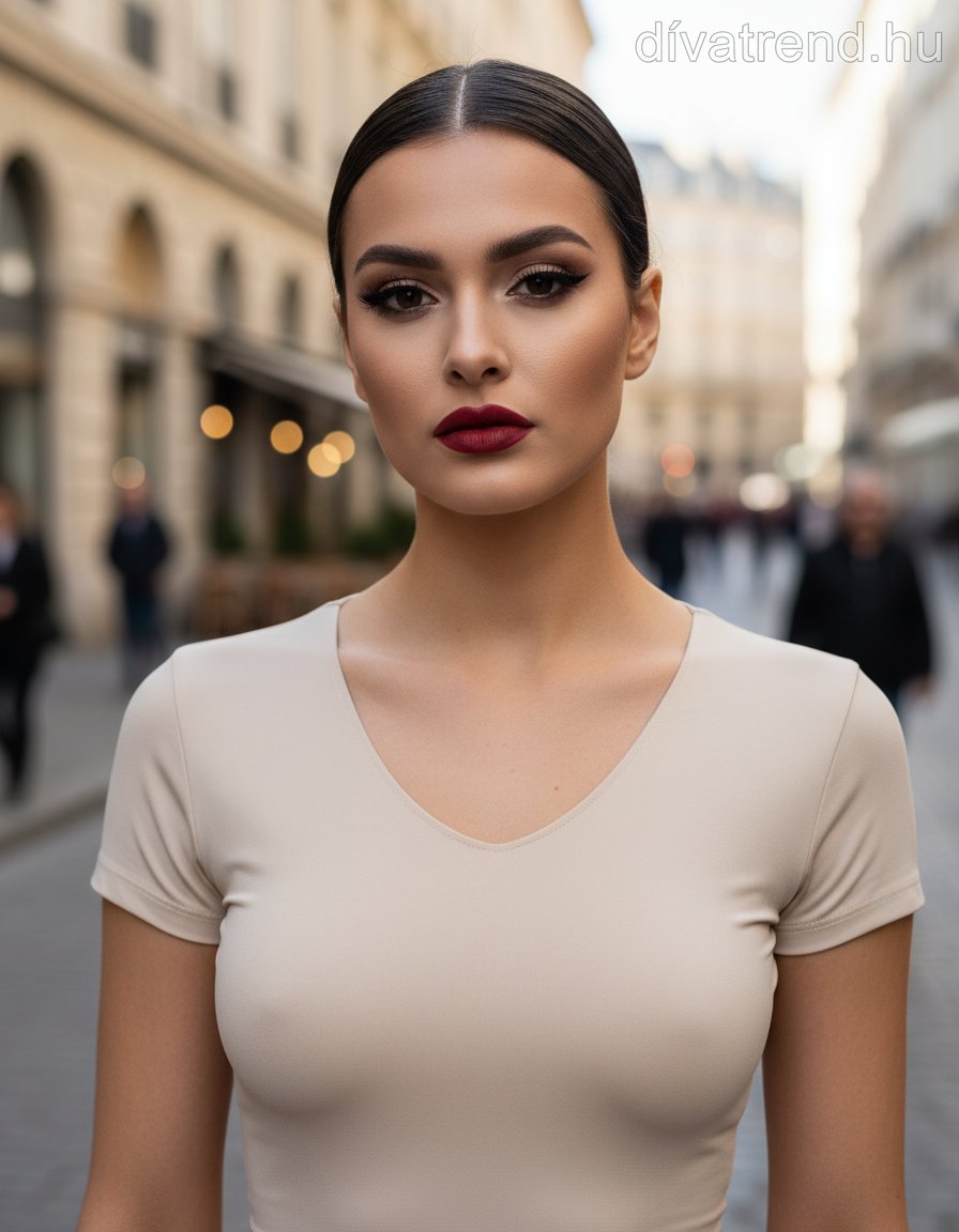 bézs Kikiriki női póló V nyakú