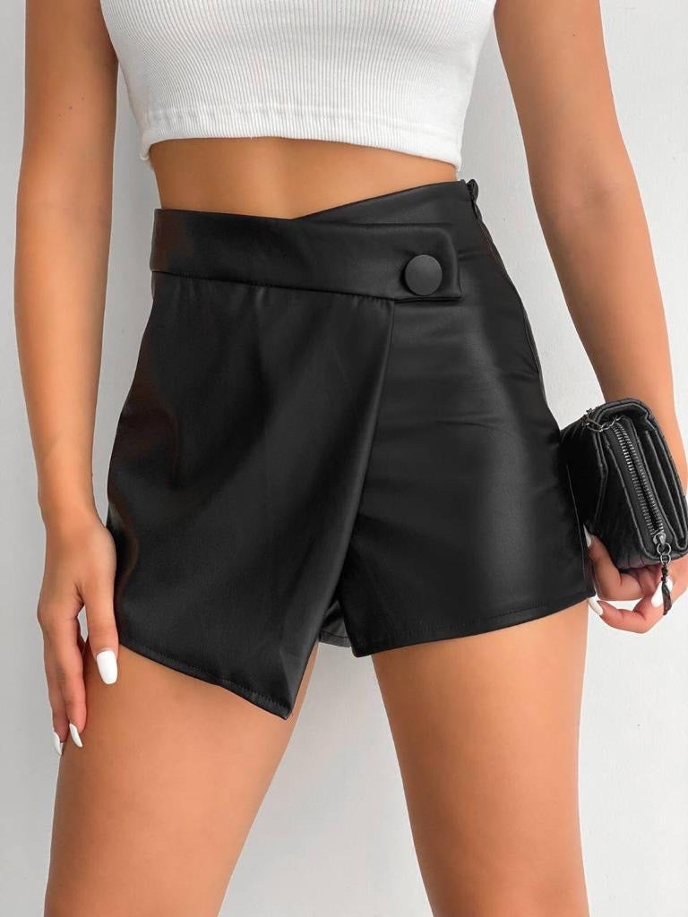 fekete x-tayn műbőr szűk mini skort