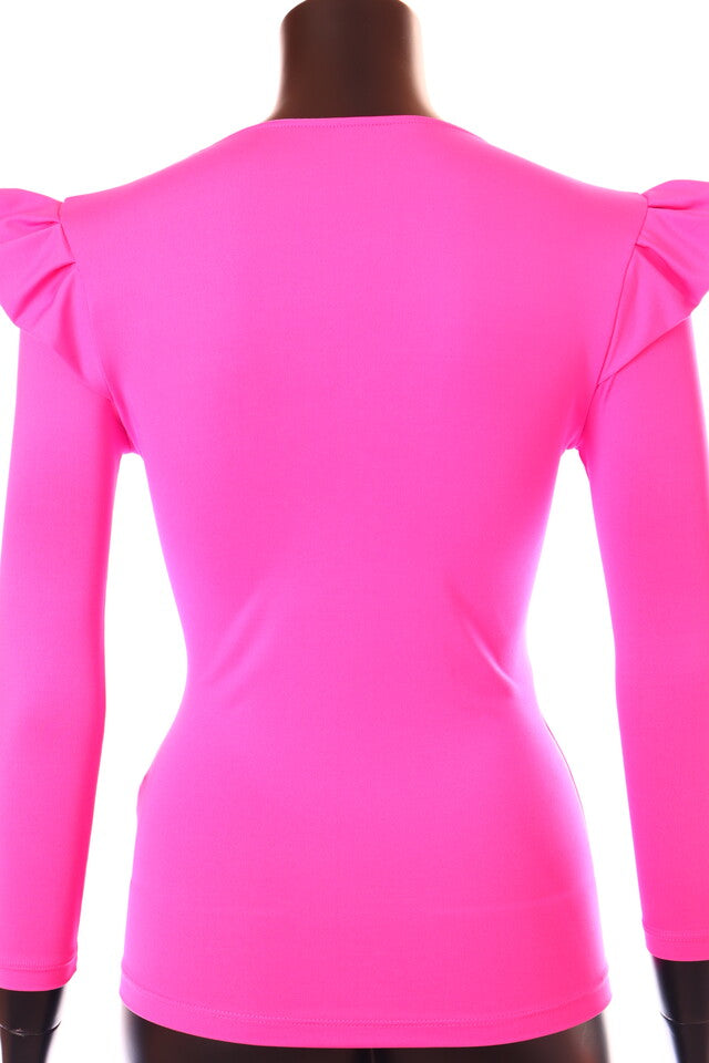 Kikiriki női 3/4 ujjú fodros vállú felső hátulról