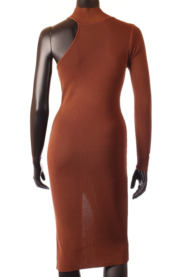 félvállú midi alkalmi ruha hátulnézet