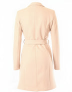 női gombos szövetkabát övvel hátulról