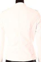 Trendying női bőrkabát övvel hátulról