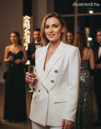 olasz női blézer hosszú ujjú V nyakú