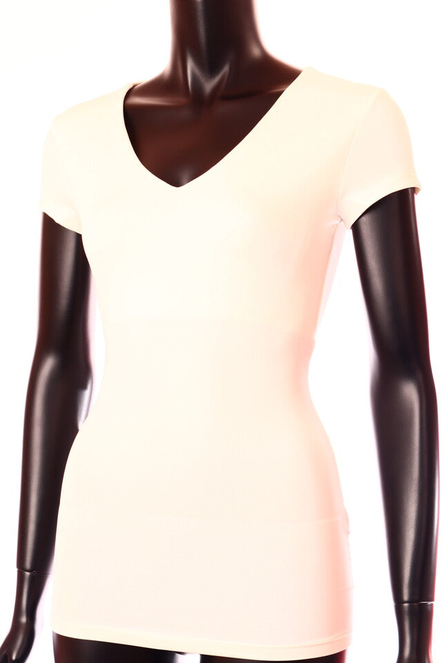 bézs világos Kikiriki női póló V nyakú