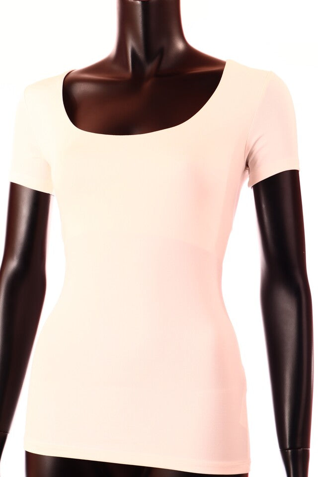 bézs közép női póló U nyakú