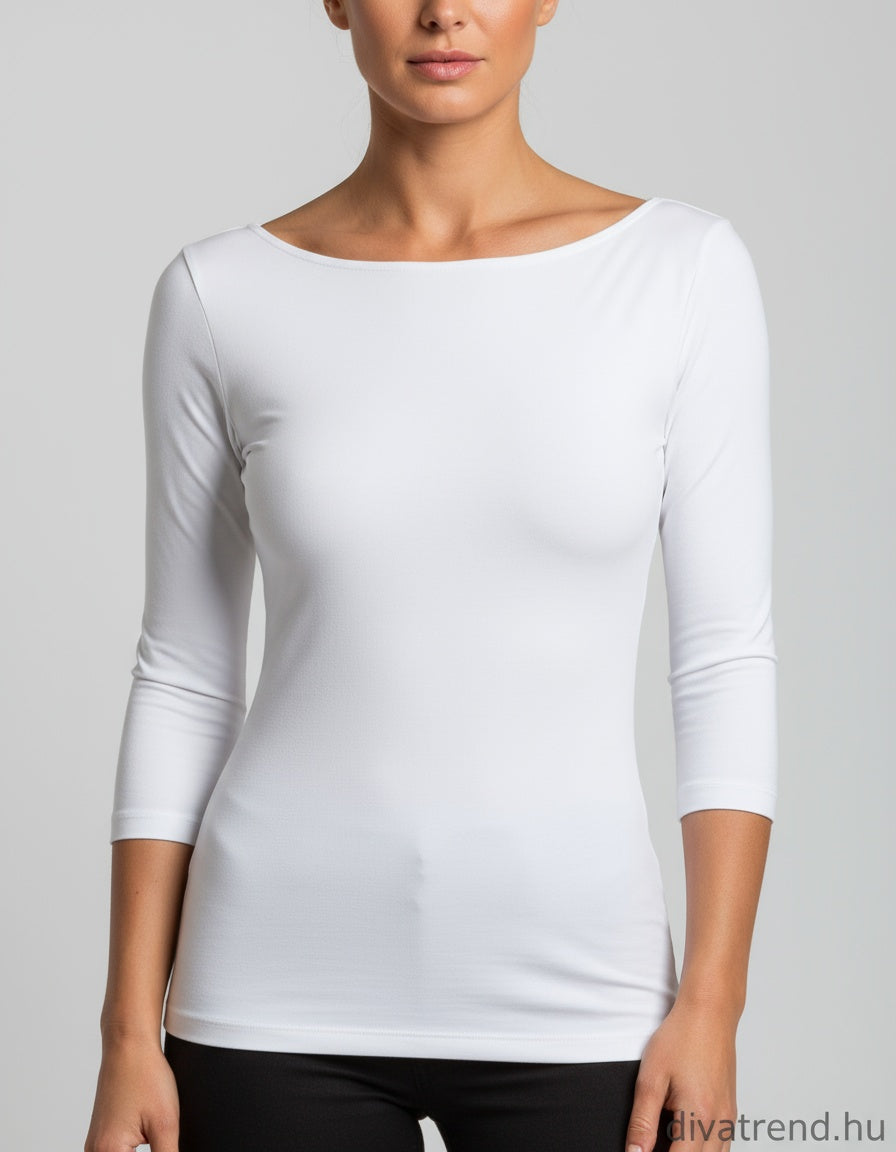 Kikiriki női felső háromnegyedes ujjú alakhangsúlyozó csónak nyakú